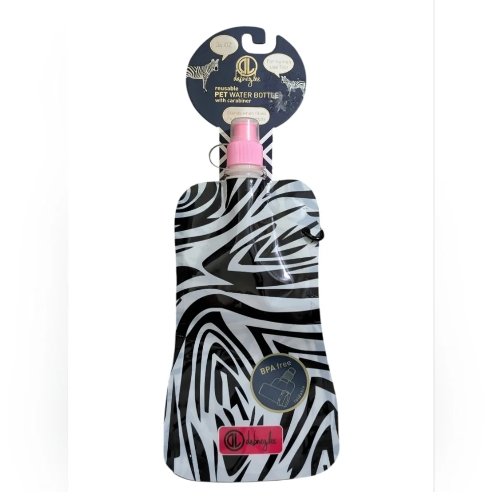 🇱🇷 Chic Zebra Print Pet Water Bottle 34oz